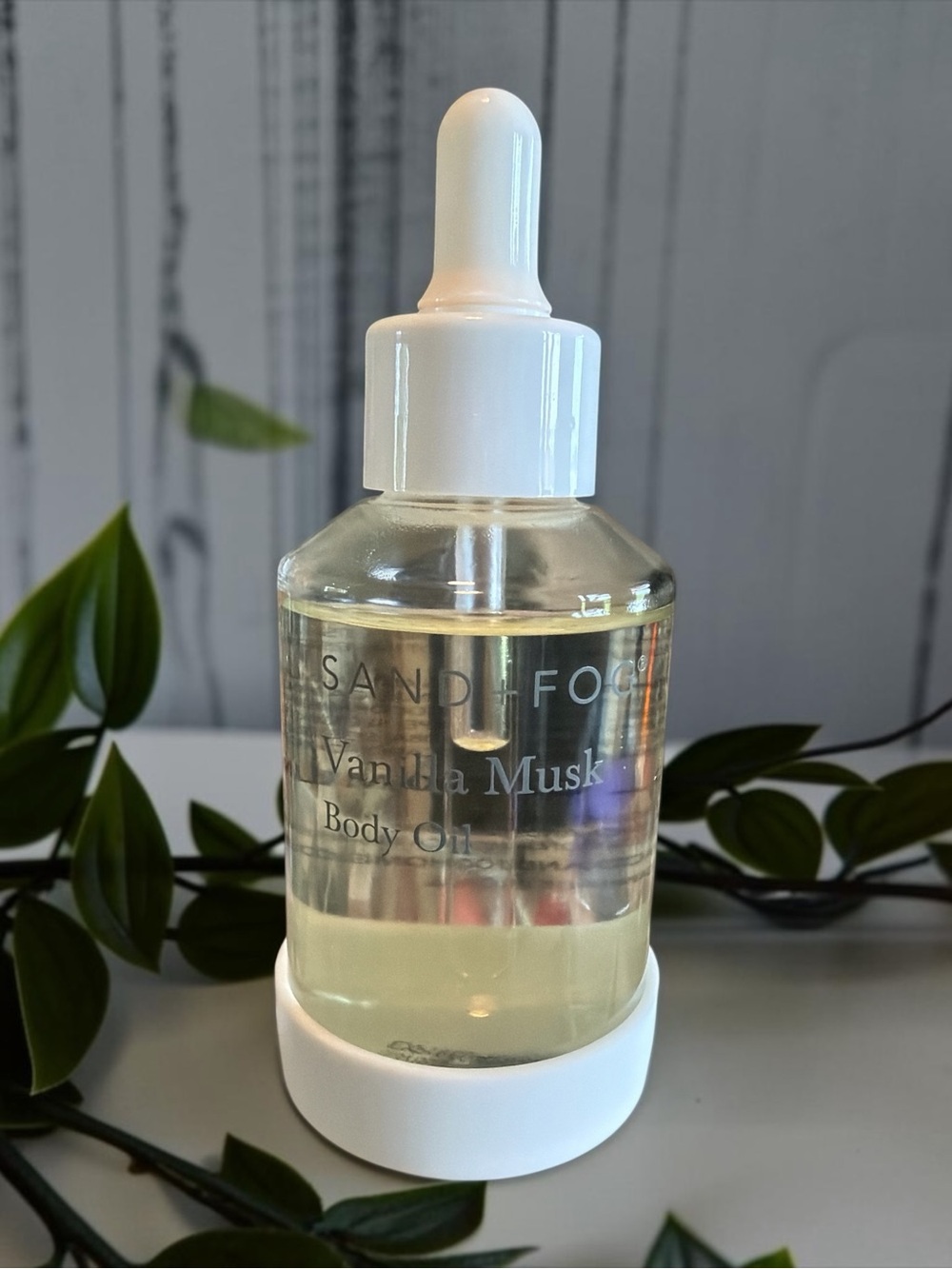 SAND + FOG Vanilla Musk Body Oil — Clear Bottle with White Dropper 110ml